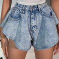 thumbnail image 4 of Pantalones cortos de mezclilla plisados de cintura alta para mujer, pantalones cortos de moda coreana, pliegues sólidos, Sexy, 4 of 5