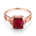 thumbnail image 2 of Gem Stone King 18K Rose Gold Plated Silver Red Created Ruby and Pink Lab Grown Diamond Women Ring (2.83 Cttw, Size 7), 2 of 5