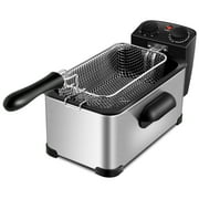 Costway Electric Deep Fryer 3.2 QT/12-Cup Stainless Steel 1700W with Frying Basket Silver