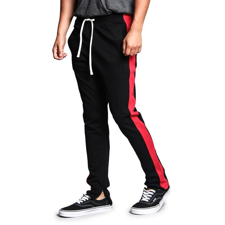 måske slack lide G-Style USA Men's Hip Hop Slim Fit Track Pants - Athletic Jogger with Side  Stripe - Black/Red - 2X-Large - Walmart.com
