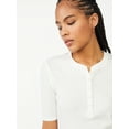 Free Assembly Women's Rib Henley Tee with Short Sleeves - Walmart.com