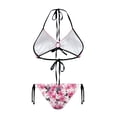 thumbnail image 2 of Chririnla Women's Halter Neck Two Piece Bikini Set Pink Top with Hibiscus Floral Bottoms, Tie Side & Back, Sexy Quick Dry Swimwear for Beach Vacation, 2 of 9