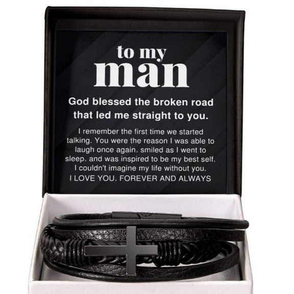 To My Man I Couldn't Imagine My Life Without You Men's Cross Bracelet