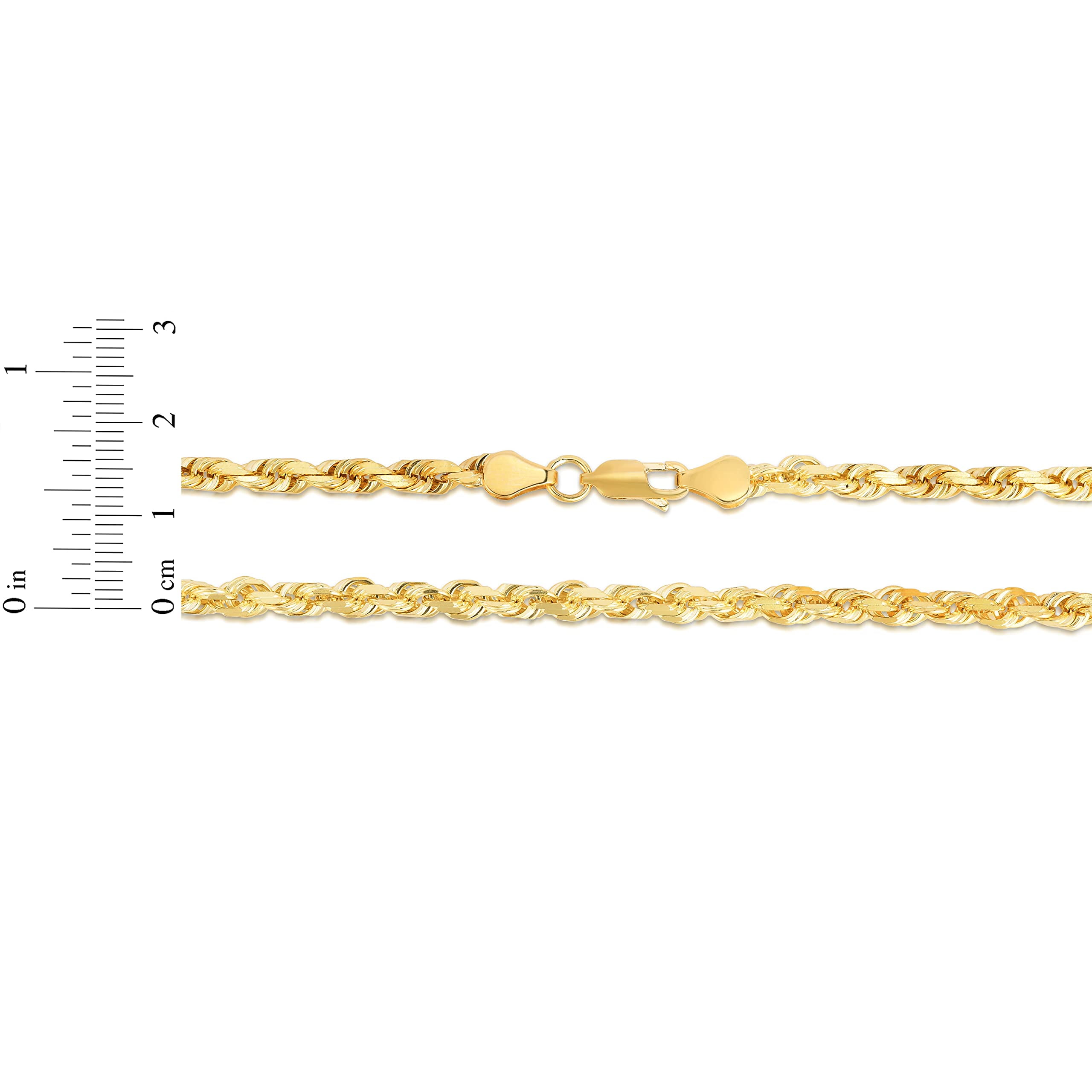 Floreo 10k Yellow Gold 5mm Solid Rope Chain Diamond Cut Necklace