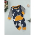 thumbnail image 3 of Seyurigaoka Unisex Baby Long Sleeve Romper, Deer Head Print Jumpsuit with Front Pocket, 3 of 8