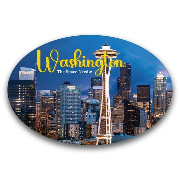 Magnet Me Up The Space Needle Washington State Oval Magnet Decal, 4x6 inches