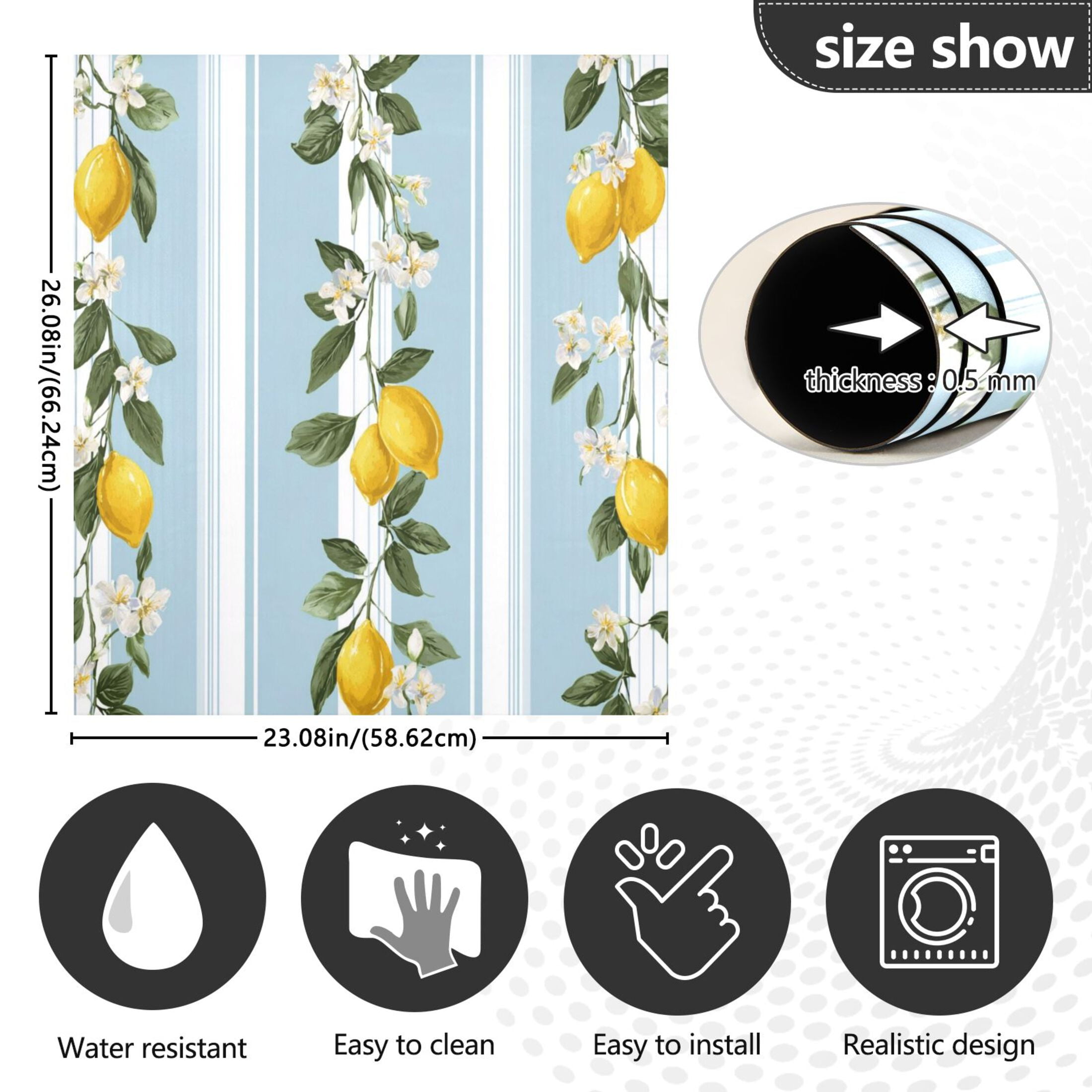 IAUYY Magnetic decorative sticker - 23x26 Inch PVC Refrigerator Decorative Cover, Removable DIY Art for Kitchen Appliances A Lemon and Flowers