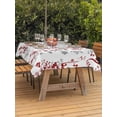 thumbnail image 3 of Outdoor Tablecloths with Umbrella Hole & Zipper, Red Grey Botanical Tablecloth Rectangle 60x84 Inch, Spring Floral Summer Farmhouse Waterproof Table Cloth, Patio/Pool/Picnic Table Covers, 3 of 8