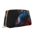 thumbnail image 2 of Naloa Colorful Betta Fish Leather Makeup Bag for Purse Travel, Portable Small Cosmetic Organizer for Women and Girls, Make up Bag with Zipper, 2 of 8