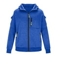 thumbnail image 5 of GrmtClth Mens Hoodie Full Zip Cargo Hooded Outerwear Long Sleeve Multi Zipper Storage Pockets Oversized Casual Sports Fall Winter Daily Top Blue XL, 5 of 5