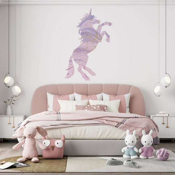 Multicolored Vinyl Unicorn Silhouette DÃ©cor Sticker 20" x 29" Legendary Horse Creature Design Easy To Apply Home Living Room Wall Decal - Kids Bedroom Nursery Removable Animal Wall Decoration