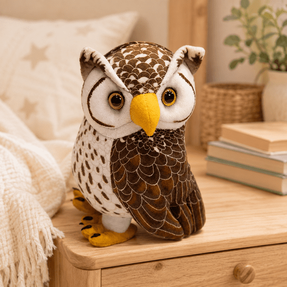 Brown Owl Plush Toy Cute Big Eyed Stuffed Animals Soft Stuffed Doll Small Plush Owl Figure Portable Size For Kids Companionship Shower Birthday 7.9 Inches