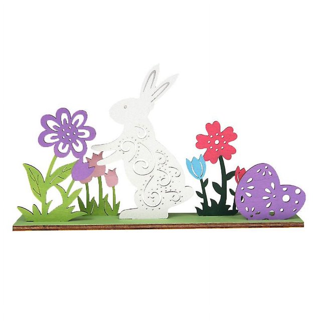 Decoraciones de Pascua YONGSHENG conejo de madera adorno Tamaño A