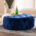 thumbnail image 4 of Baxton Studio Pouf Touffeté en Velours Bleu Royal, 4 of 5