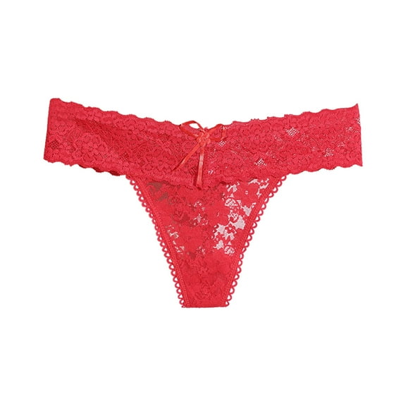 Women's Sexy Lace Underwear Soft Breathable Comfortable Bow Design Hollow Out Briefs for Daily Wear