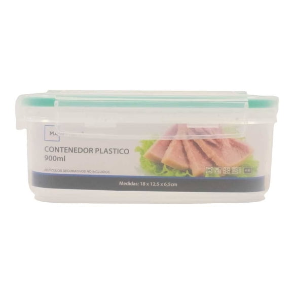 Contenedor Mainstays de Plástico Rectangular Transparente 900 ml