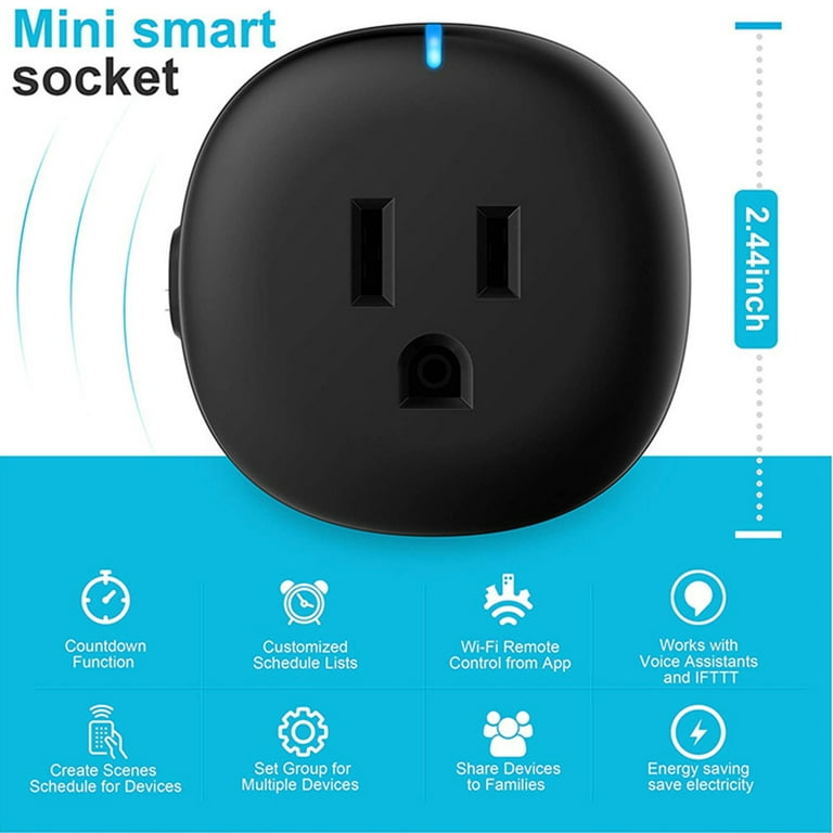 Wifi Smart Plug, For Home Automation, Tuya Mini Smart Plug Us Standard 10a Smart  Socket, Round Plug 100-130v With Timer, App Remote Control, Wifi Outlet  Socket Works With Alexa And Google Home