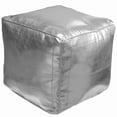 thumbnail image 1 of Ikram Design Stuffed Square silver Moroccan Faux Leather Pouf, 16" X 16" X 16", 1 of 1