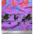 thumbnail image 1 of Soimoi Purple Rayon Fabric Text & Map Watercolor Print Fabric by the Yard 56 Inch Wide, 1 of 5