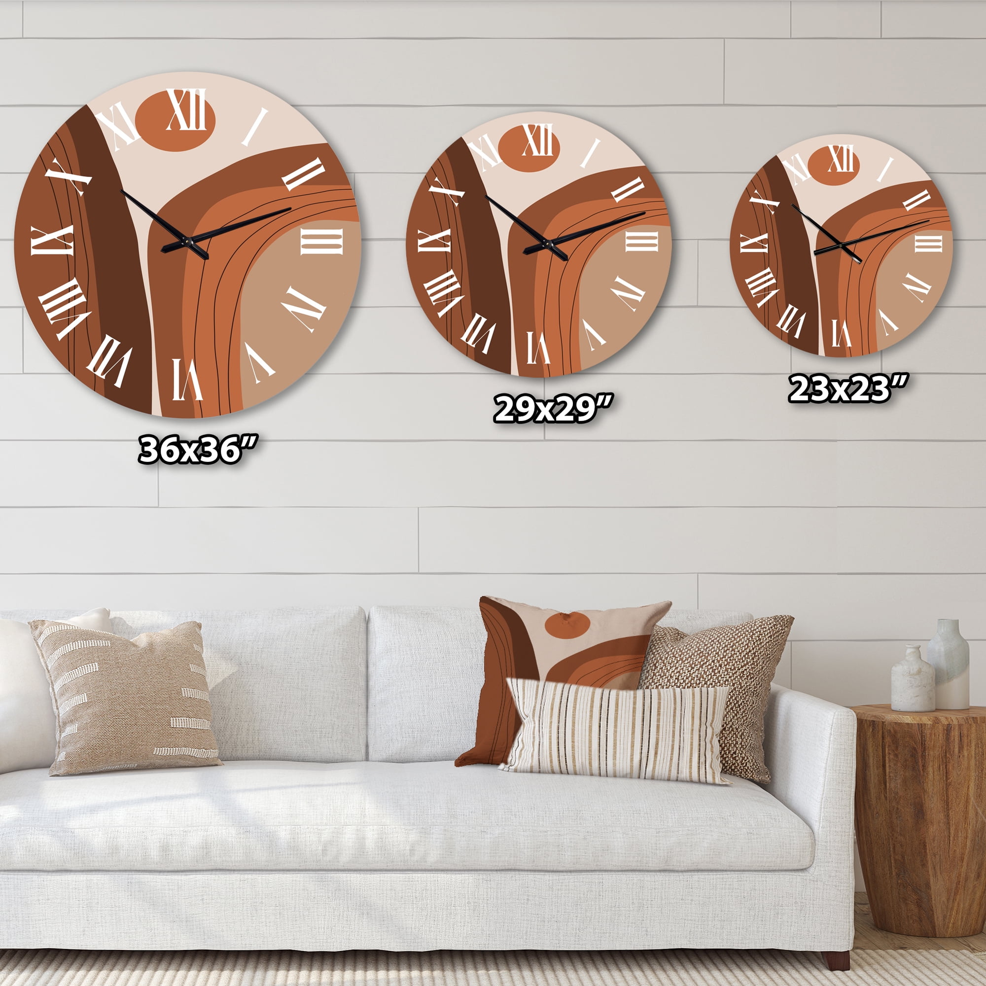 Designart 'Abstract Terracotta Sunset Mountain Landscape' Modern Wall Clock