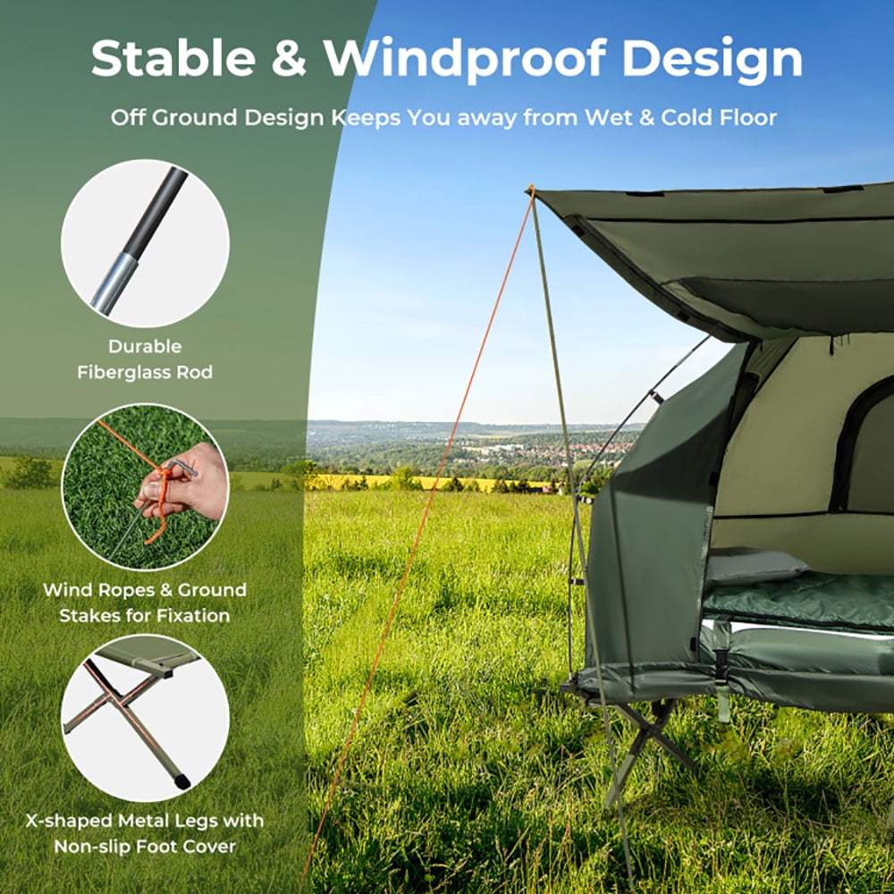 Barara King 1-Person Folding Camping Tent with Parasol