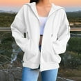thumbnail image 4 of Zip Up Jacket, Yigetop Jacket Women's Zip Hoodie Lightweight Jacket with Hood Elegant Plain Jacket with Pockets Loose College Jacket Cotton Sports Jacket Womens Hoodies White 2XL, 4 of 5