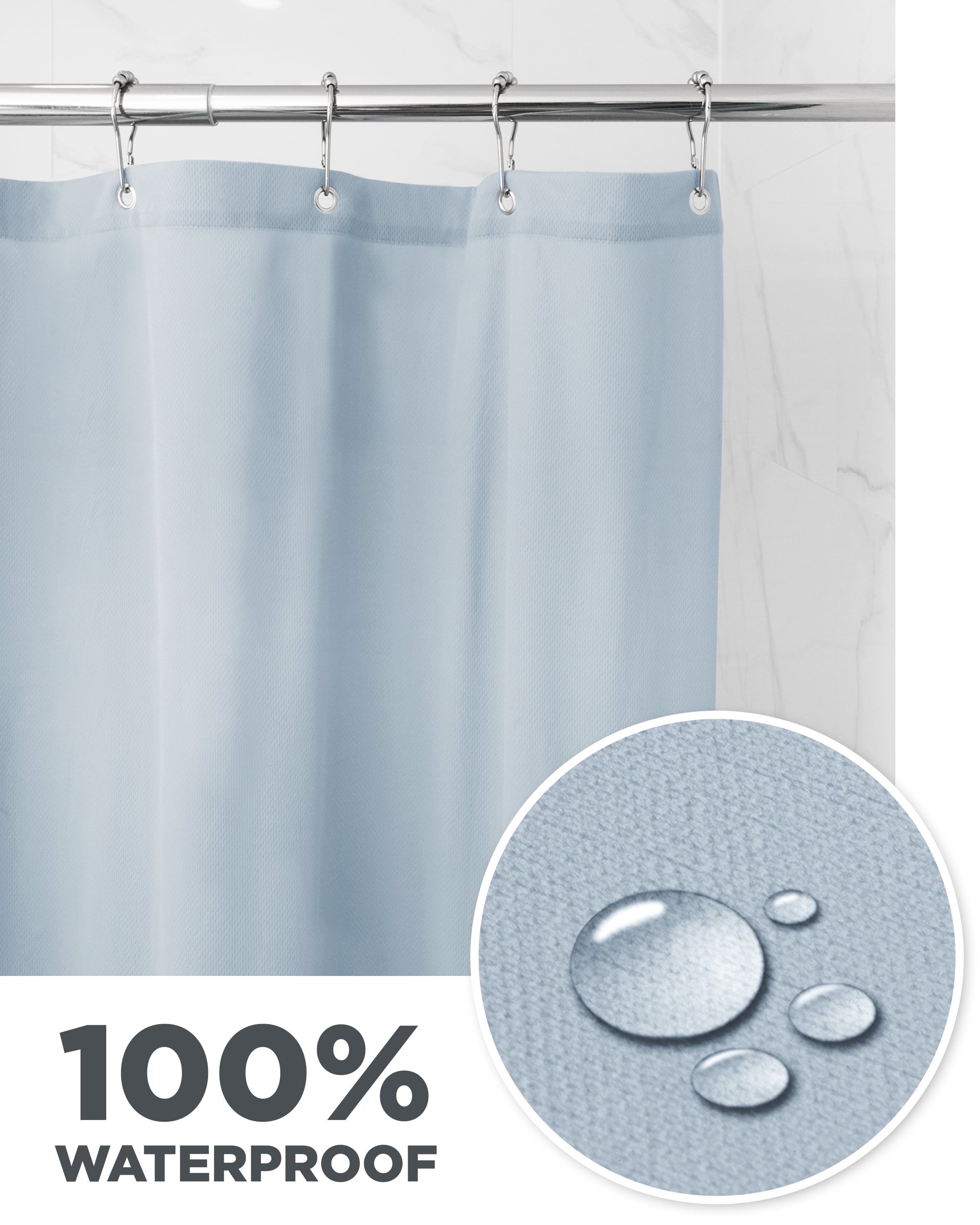 Waterproof Ultimate Shield Blue Linen Fabric Shower Curtain Liner, 70" x 72" - Better Homes & Gardens
