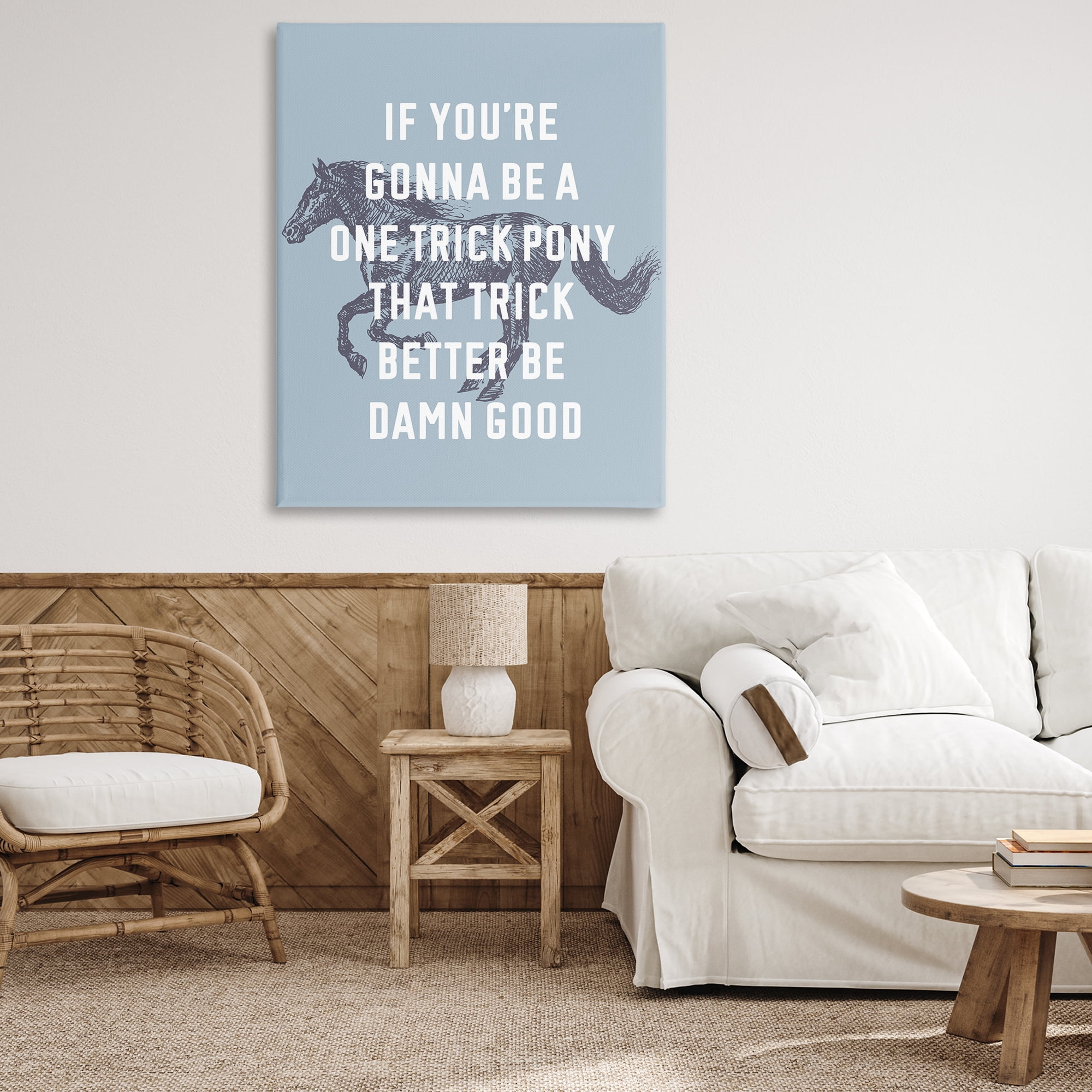Stupell Industries One Trick Pony Phrase Animals Painting Wrapped Canvas Art Print Wall Art, 36 x 48