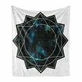 thumbnail image 1 of Galaxy Mandala Soft Flannel Fleece Throw Blanket, Polygonal Star Framed Geometric Cosmic Shaped Flower, Cozy Plush for Indoor and Outdoor Use, 60" x 80", Charcoal Grey Night Blue, by Ambesonne, 1 of 6
