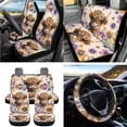 thumbnail image 2 of Uorisanigo Dahlia Yak Design Front and Back Seat Covers with Steering Wheel Covers Seatbelt Pads Drink Coasters Hanging Trash Bin Car Vent Storage Rearview Mirror Cover Key Chain Holder Set of 15, 2 of 7