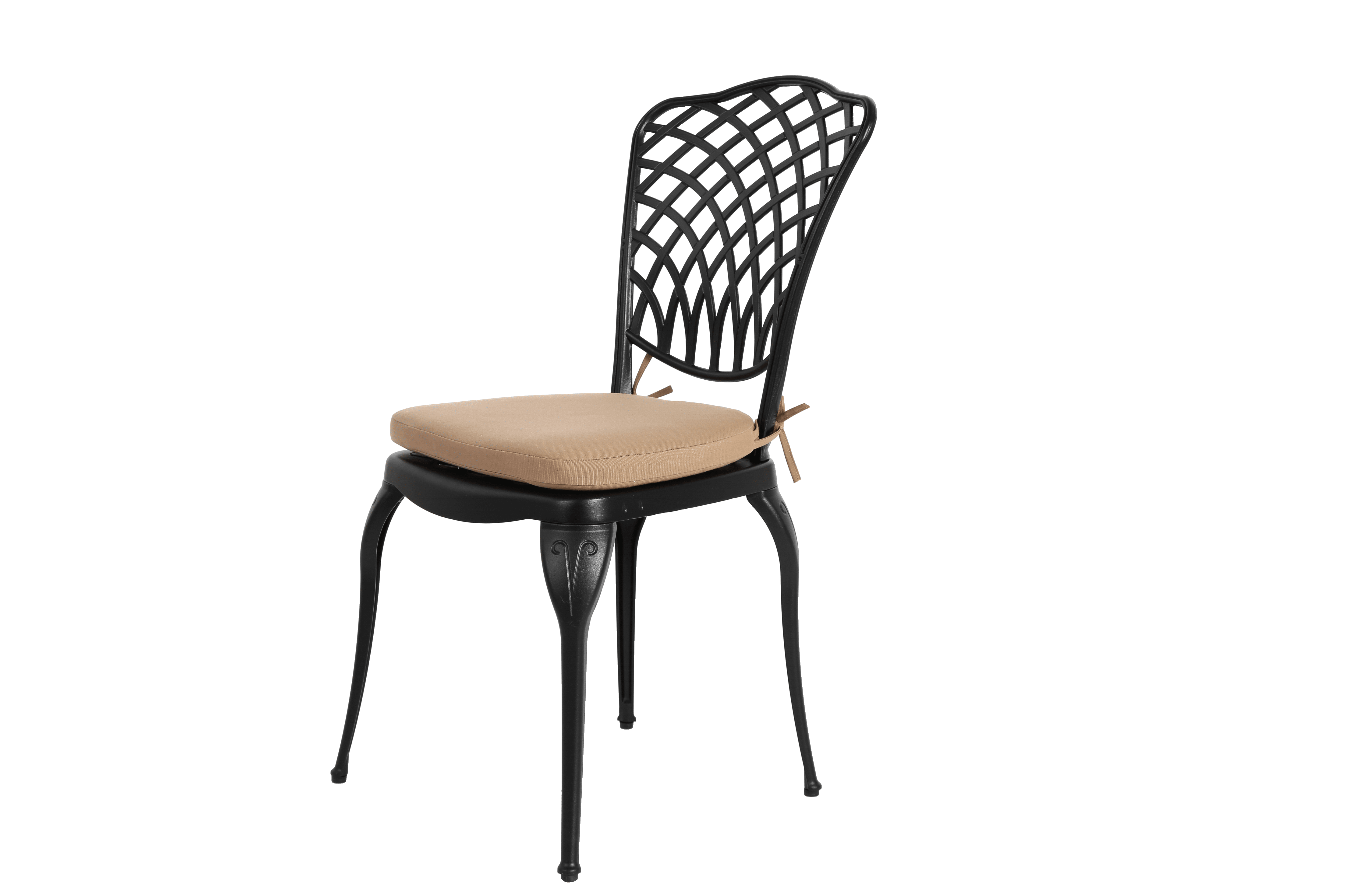 Cast Aluminum Bistro Set of 3 with Cushions, 2 Chairs and 1 Round Table for Patio and Balcony, Black