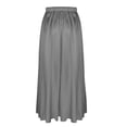 thumbnail image 6 of LWavelet Women Satin Flared Midi Skirt Elastic Drawstring Waist Elegant Evening Wedding Guest Skirt Silver M, 6 of 6