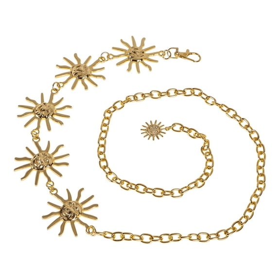 Unique Bargains 1 Pc Adjustable Waist Belt Delicate Sun Pendant Adjustable Waist Cord Women Gold Tone