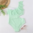 thumbnail image 2 of Gibobby Traje de baño de una pieza Bañador a rayas para mujer, traje de baño con estampado siamés para playa, traje de baño Sexy con volantes ajustados, (Verde,M), 2 of 4