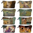 thumbnail image 2 of Gustav Klimt-neceser informal para mujer, bolsa de cosméticos con estampado de lágrimas y pintura al óleo personalizable, neceser de viaje LIUWENJING unisex, 2 of 2