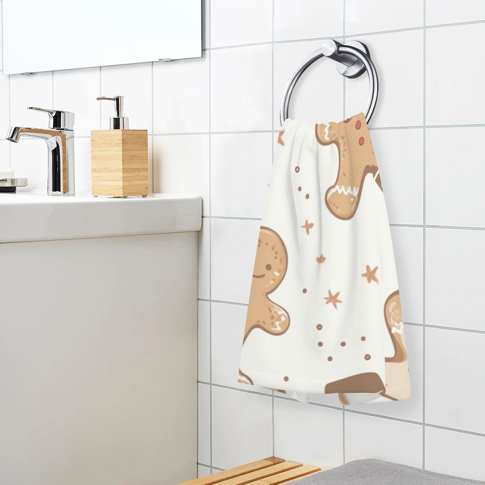Gingerbread Cute Hand Towels Cotton Bath Towels Large Face Towels Absorbent for Bathroom 2 Packs