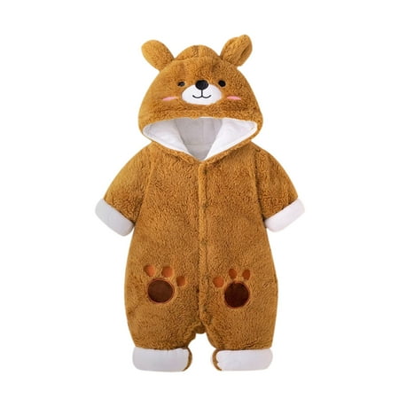 

TAIAOJING Baby Girls Hooded Jacket Boy Cute Animal Long Sleeves Cartoon Ears Button Romper Warm Jumpsuit Outfits Windbreaker Coat 12-18 Months
