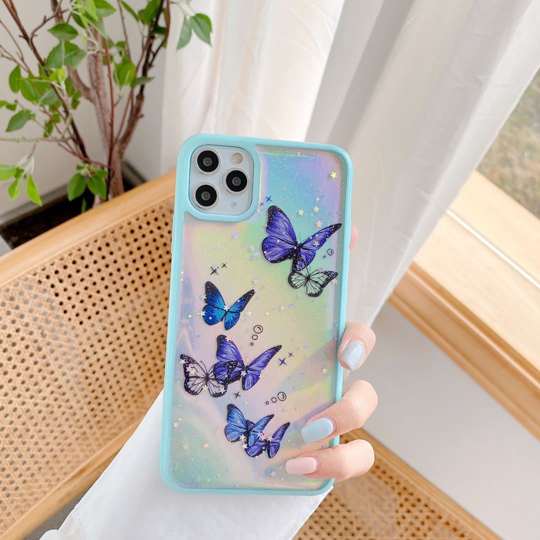 Compatible With Iphone Case Cute Bling Glitter Clear Iridescent Butterfly Phone Case Slim Thin Soft Silicone Sparkle Stars Shockproof Drop Protection For Iphone Walmart Com