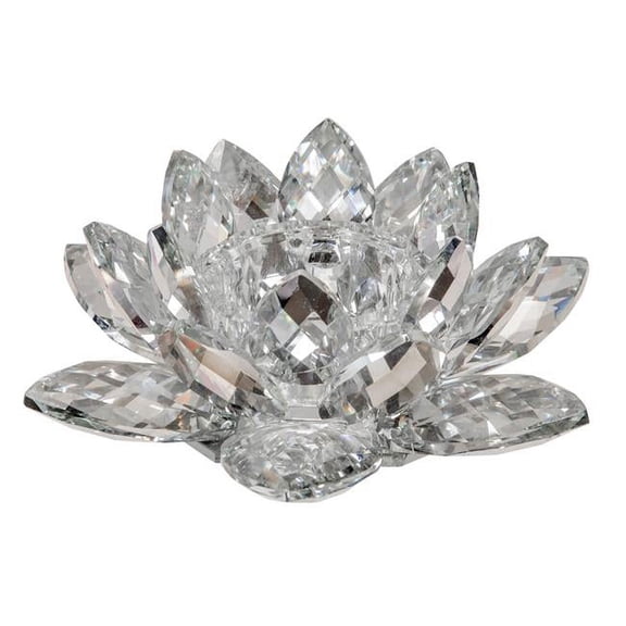 8.25 in. Crystal Lotus Candle Holder, Silver