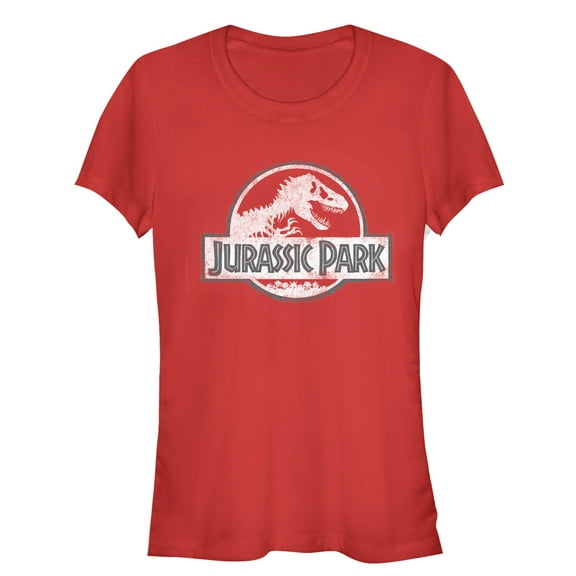 Junior's Jurassic Park Vintage Logo Graphic Tee Red Small