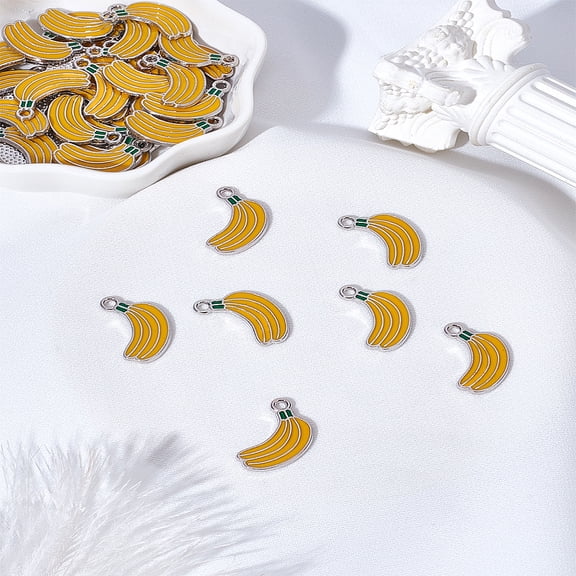 50Pcs Banana Charms Alloy Enamel Pendants Dangle Charms Ornament Retro Accessories