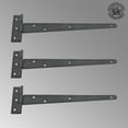 thumbnail image 2 of Renovators Supply Black T Strap Shed Door Hinge 11 in. Rustic Flush Mount Cast Iron Barn Door Shed Hinge w/Hardware, Pack of 3, 2 of 9