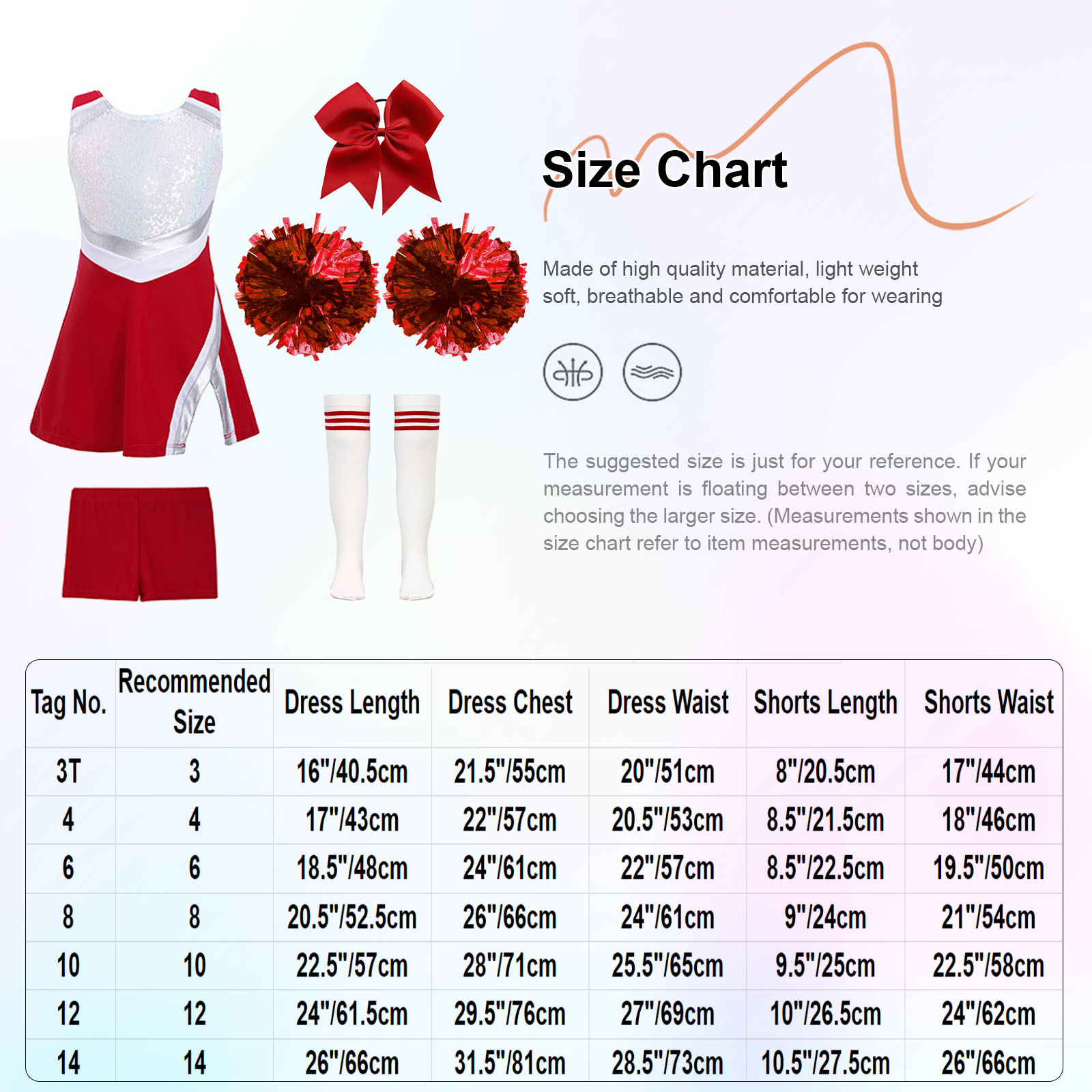 TiaoBug Kids Girls Cheer Leader Uniform Sports Games Cheerleading Dance Outfits Halloween Carnival Fancy Dress Up A Red 12 - image 5 of 5