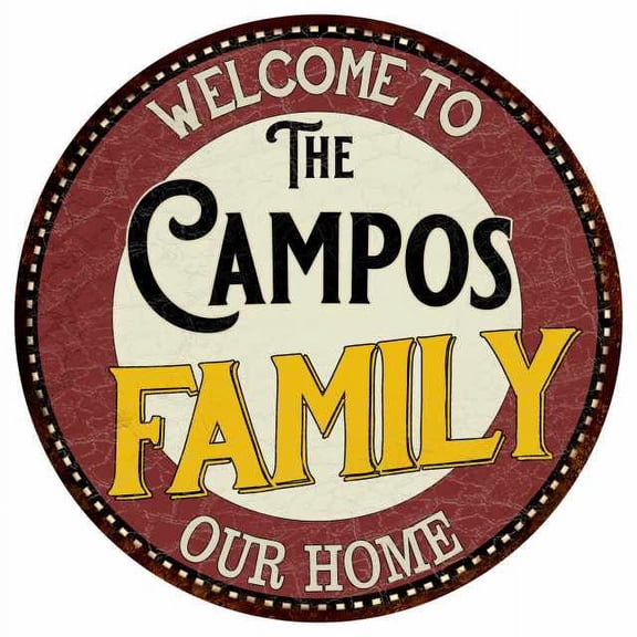The Campos Family 14" Round Metal Sign Kitchen Game Room Decor 100140038421