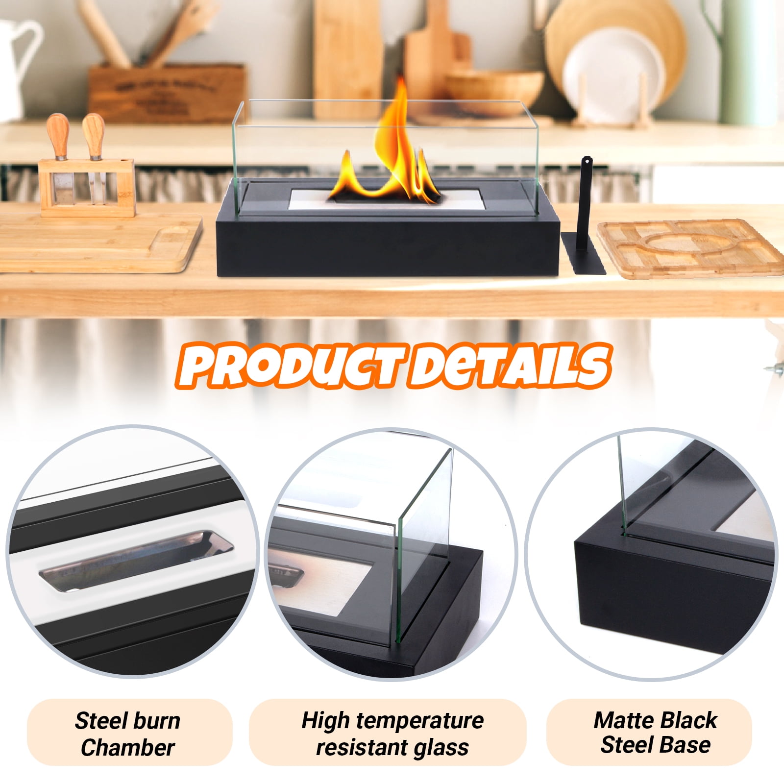 Tabletop Fire Pit - Smores Maker Kit Indoor & Outdoor with Charcuterie Boards, Engagement Gifts for Couples, Gifts Ideals for Wedding, Housewarming, White Elephant, Bridal Showers, Christmas