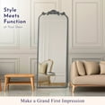 thumbnail image 5 of Crystal Art Gallery 32" x 72" Black Filigree Arch Full Length Floor Leaner Decor Mirror, 5 of 16
