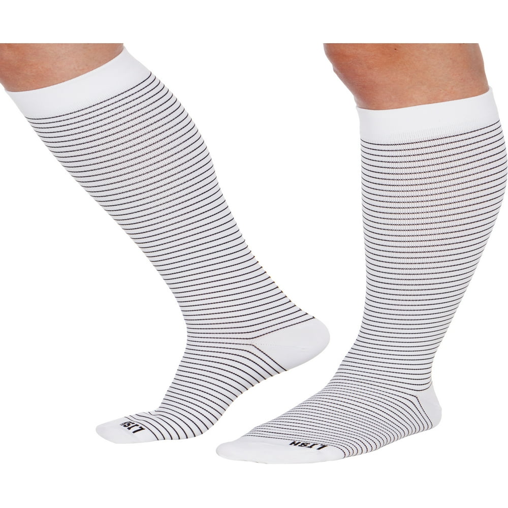 LISH Skinny Stripe Wide Calf Compression Socks Graduated 1525 mmHg