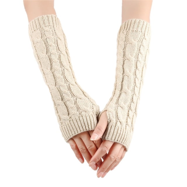 Gants d'Hiver en Laine Tricotée à Demi-Doigt pour Femmes