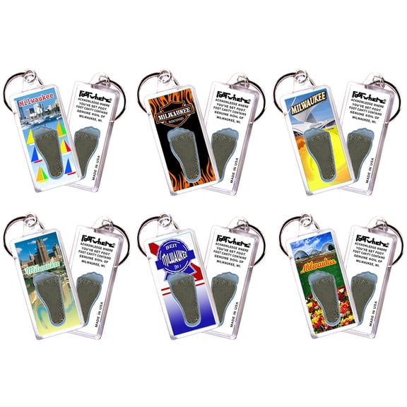 Milwaukee FootWere Souvenir Keychains. (MLW100 - Assorted) 6 Piece Set