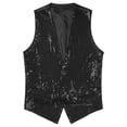 thumbnail image 3 of Kaerm Men's Shiny Sequined Vest Sleeveless V-neck Waistcoat Open Front Jacket Coat Vest Tops Black 150/M, 3 of 7